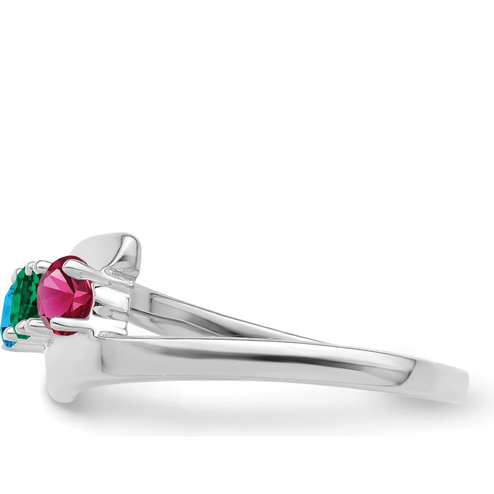 14K White Gold Polished 3-Stone Ring Mounting for Custom Gemstones by Monteluci Fine Jewelry
