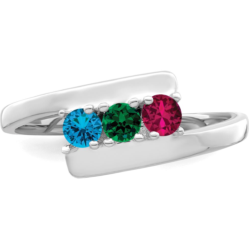 14K White Gold Polished 3-Stone Ring Mounting for Custom Gemstones by Monteluci Fine Jewelry