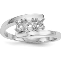 14K White Gold Polished 3-Stone Ring Mounting for Custom Gemstones by Monteluci Fine Jewelry