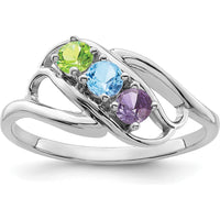 14K White Gold Polished 3-Stone Ring Mounting - Mother's Ring Setting by Oro Pregiato