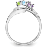 14K White Gold Polished 3-Stone Ring Mounting - Mother's Ring Setting by Oro Pregiato