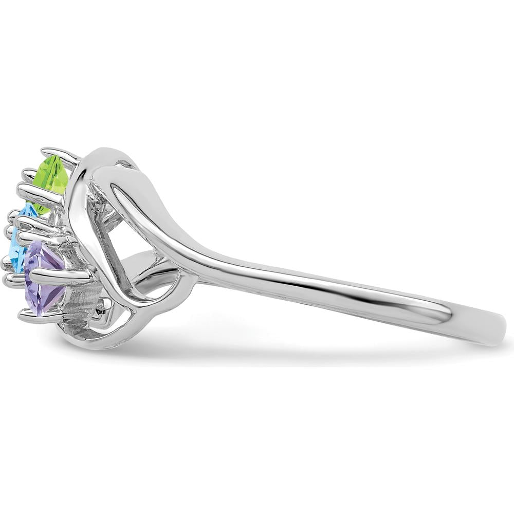 14K White Gold Polished 3-Stone Ring Mounting - Mother's Ring Setting by Oro Pregiato