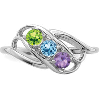 14K White Gold Polished 3-Stone Ring Mounting - Mother's Ring Setting by Oro Pregiato