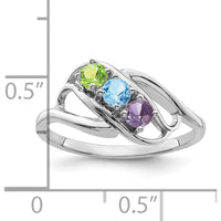 14K White Gold Polished 3-Stone Ring Mounting - Mother's Ring Setting by Oro Pregiato