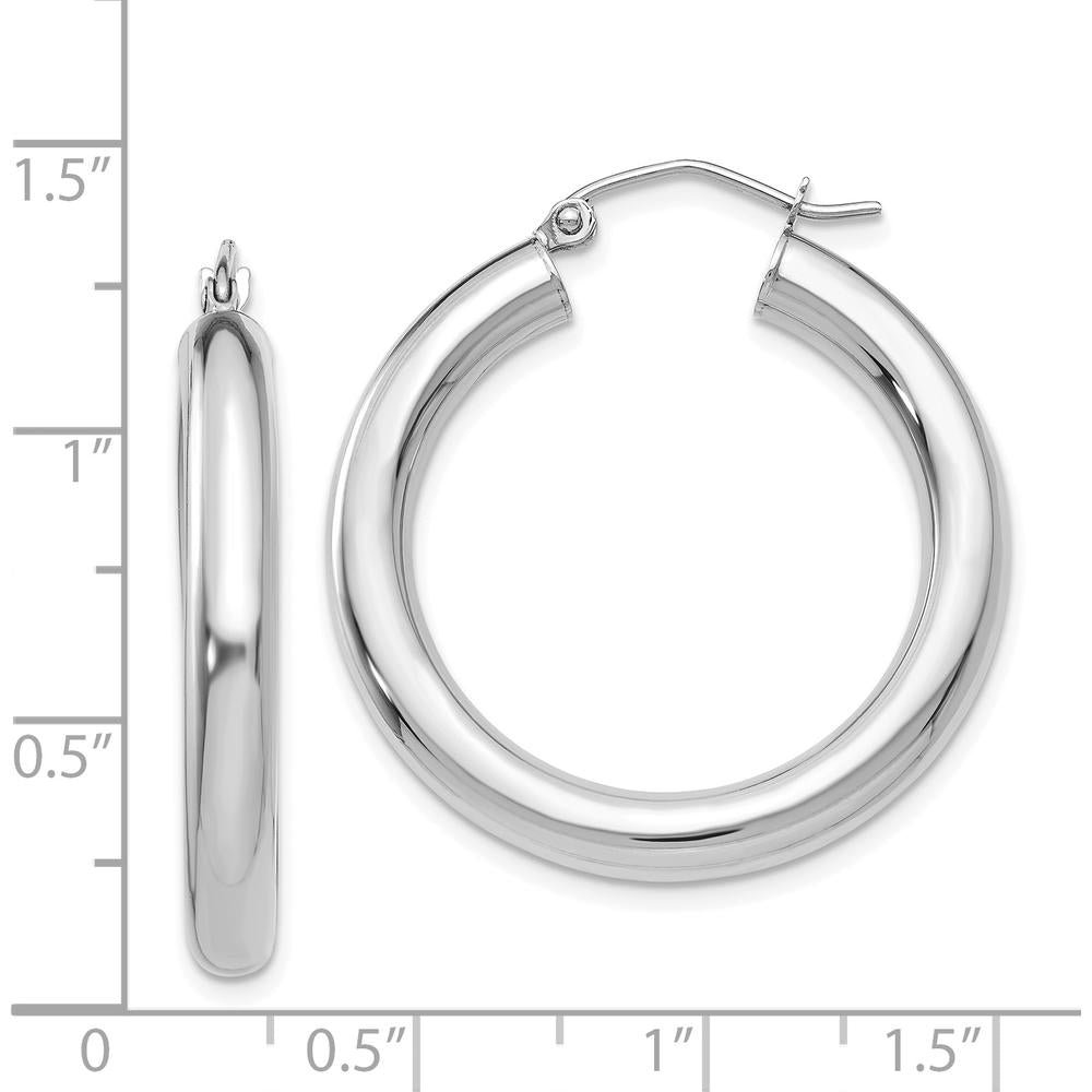 14K White Gold Polished 30mm Hoop Earrings - Elegant Everyday Luxury by 0