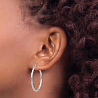 14K White Gold Polished 30mm Lightweight Tube Hoop Earrings by 0