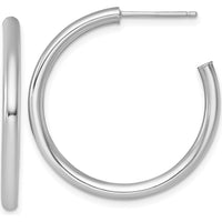 14K White Gold Polished 30mm Tube C-Hoop Post Earrings by 0