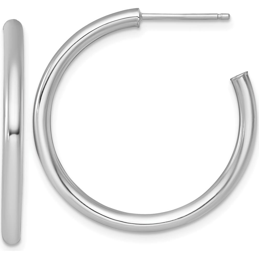 14K White Gold Polished 30mm Tube C-Hoop Post Earrings by 0