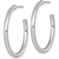14K White Gold Polished 30mm Tube C-Hoop Post Earrings by 0