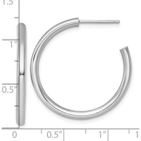 14K White Gold Polished 30mm Tube C-Hoop Post Earrings by 0