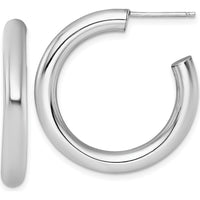 14K White Gold Polished 30mm Tube C-Hoop Post Earrings by 0