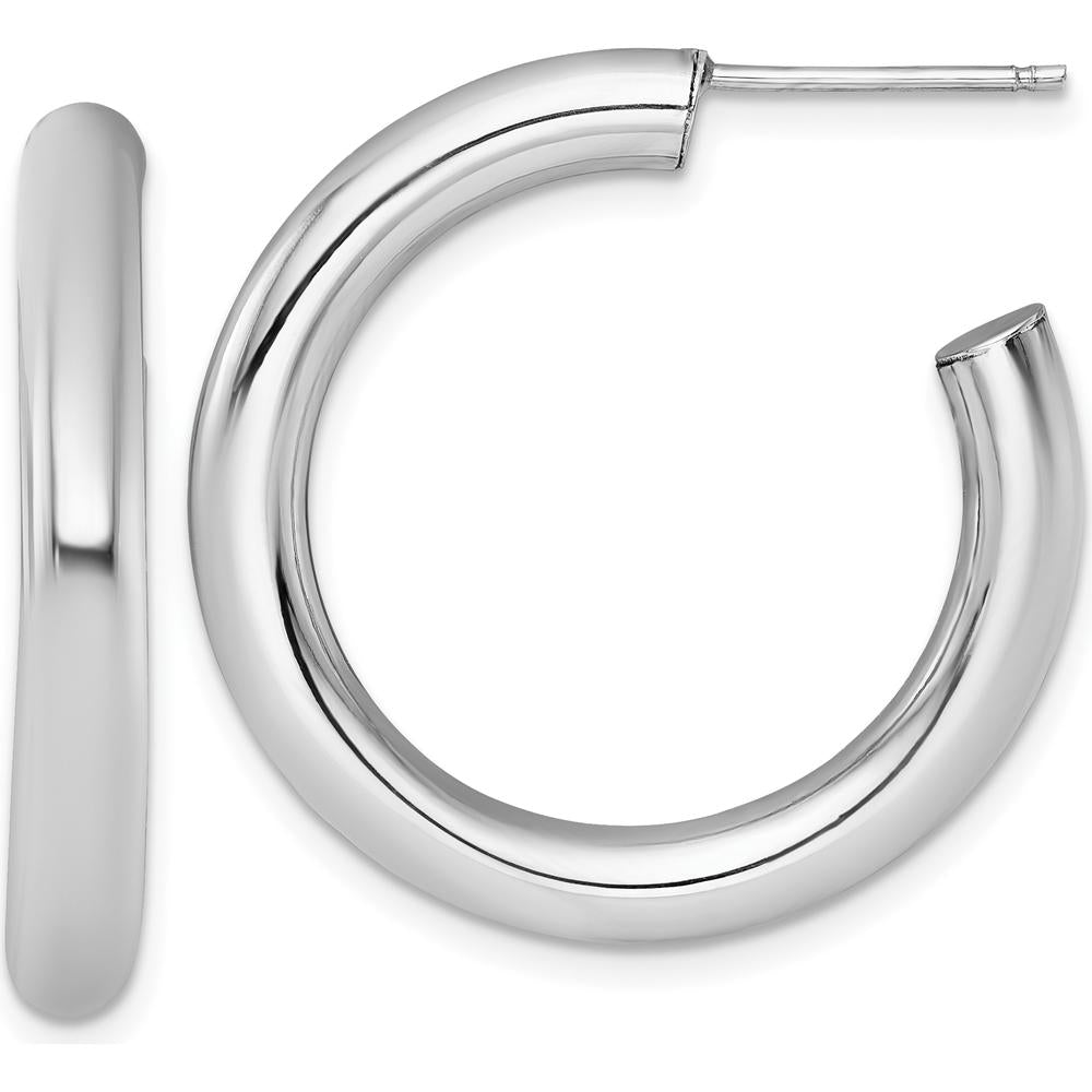 14K White Gold Polished 30mm Tube C-Hoop Post Earrings by 0