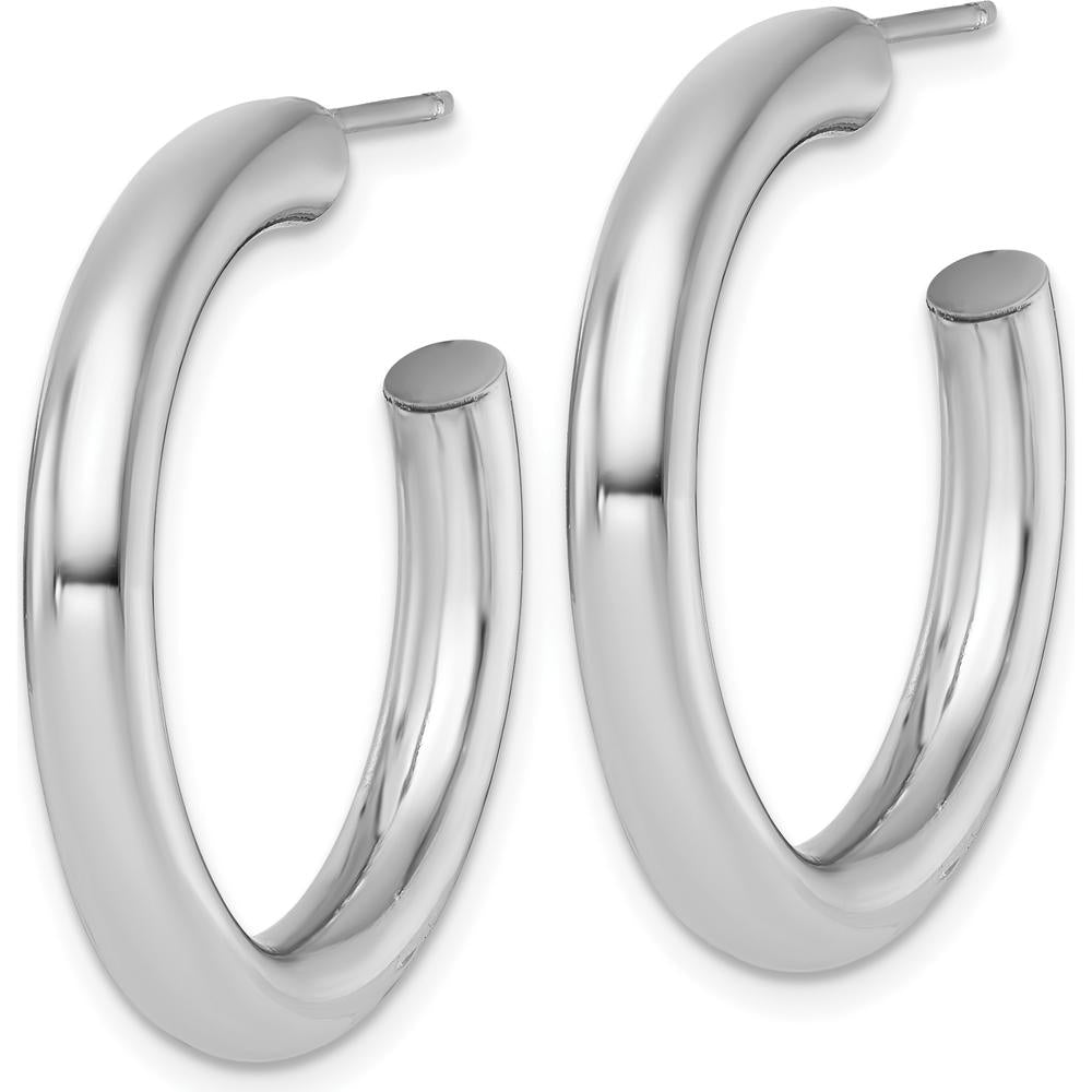 14K White Gold Polished 30mm Tube C-Hoop Post Earrings by 0