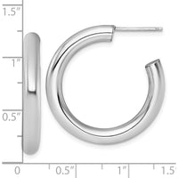14K White Gold Polished 30mm Tube C-Hoop Post Earrings by 0