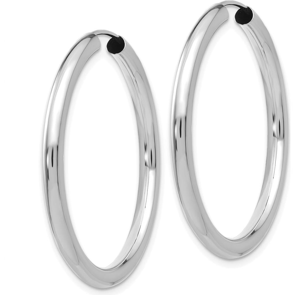 14K White Gold Polished 35mm Endless Tube Hoop Earrings by 0