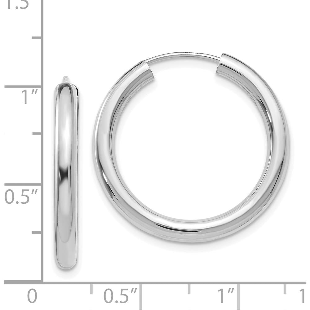 14K White Gold Polished 35mm Endless Tube Hoop Earrings by 0