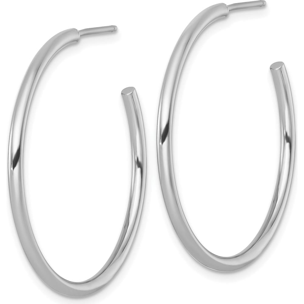 14K White Gold Polished 35mm Tube C-Hoop Post Earrings by 0