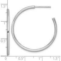 14K White Gold Polished 35mm Tube C-Hoop Post Earrings by 0