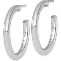 14K White Gold Polished 35mm Tube C-Hoop Post Earrings by 0