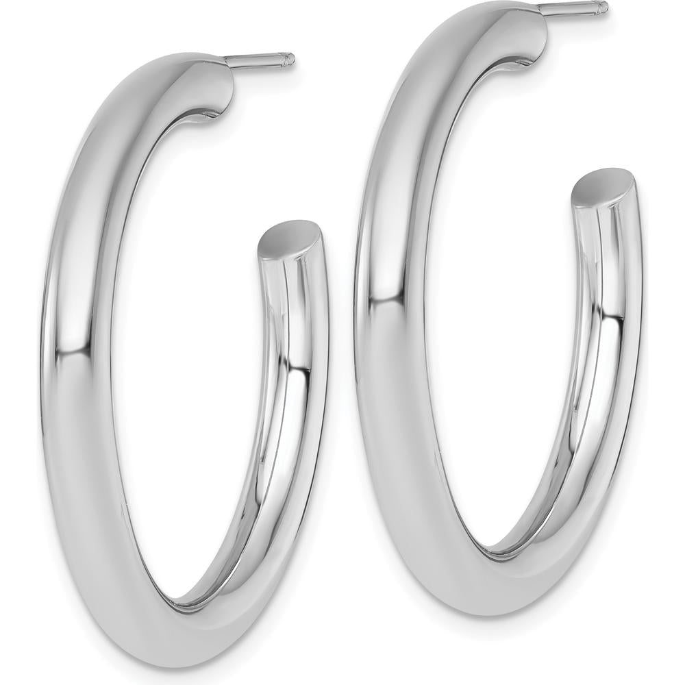 14K White Gold Polished 35mm Tube C-Hoop Post Earrings by 0