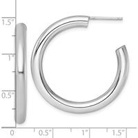 14K White Gold Polished 35mm Tube C-Hoop Post Earrings by 0
