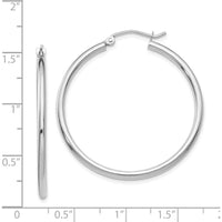 14K White Gold Polished 35mm Tube Hoop Earrings - Timeless Luxury Design by 0