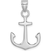 14K White Gold Polished 3D Anchor Charm Pendant by Oro Pregiato