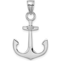 14K White Gold Polished 3D Anchor Charm Pendant by Oro Pregiato