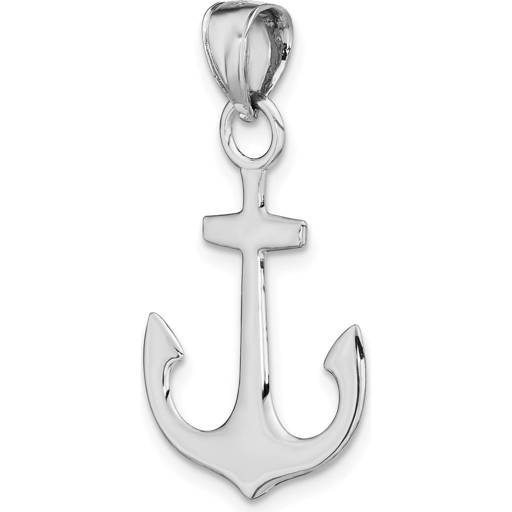 14K White Gold Polished 3D Anchor Charm Pendant by Oro Pregiato