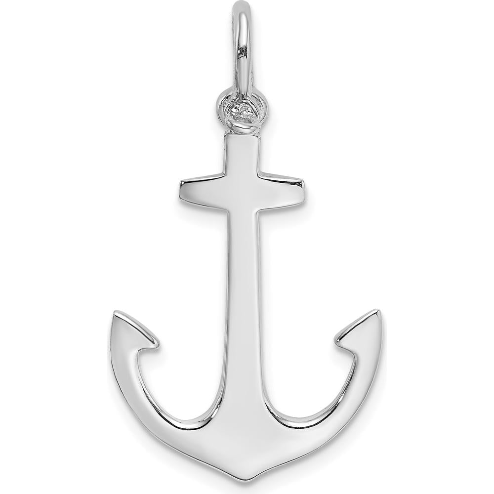 14K White Gold Polished 3D Anchor Pendant with Rhodium Finish by Oro Pregiato