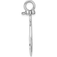 14K White Gold Polished 3D Anchor Pendant with Rhodium Finish by Oro Pregiato