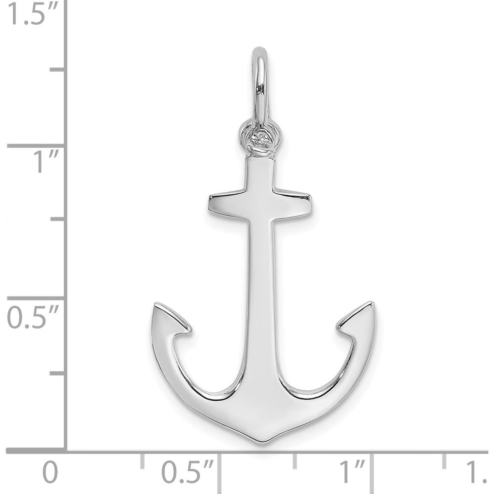 14K White Gold Polished 3D Anchor Pendant with Rhodium Finish by Oro Pregiato