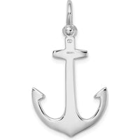 14K White Gold Polished 3D Anchor Pendant with Rhodium Finish by Oro Pregiato