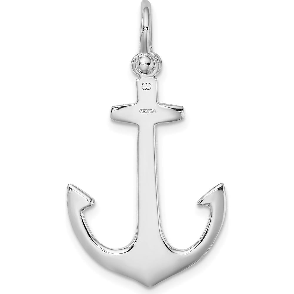14K White Gold Polished 3D Anchor Pendant with Rhodium Finish by Oro Pregiato