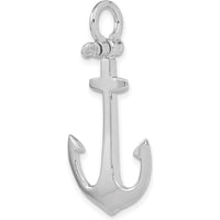14K White Gold Polished 3D Anchor Pendant with Rhodium Finish by Oro Pregiato