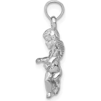 14K White Gold Polished 3D Angel Pendant with Rhodium Plating by Oro Pregiato