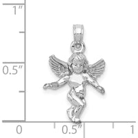 14K White Gold Polished 3D Angel Pendant with Rhodium Plating by Oro Pregiato