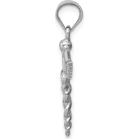 14K White Gold Polished 3D Caduceus Medical Pendant - Symbol of Healing and Care by Oro Pregiato