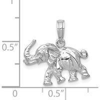 14K White Gold Polished 3D Elephant Pendant - Symbol of Strength and Good Luck by Oro Pregiato