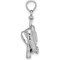 14K White Gold Polished 3D Glove/Bat/Baseball Pendant - 18.7mm Length by Oro Pregiato