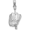14K White Gold Polished 3D Glove/Bat/Baseball Pendant - 18.7mm Length by Oro Pregiato