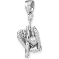 14K White Gold Polished 3D Glove/Bat/Baseball Pendant - 18.7mm Length by Oro Pregiato