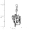 14K White Gold Polished 3D Glove/Bat/Baseball Pendant - 18.7mm Length by Oro Pregiato