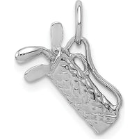 14K White Gold Polished 3D Golf Bag with Clubs Charm Pendant by Oro Pregiato