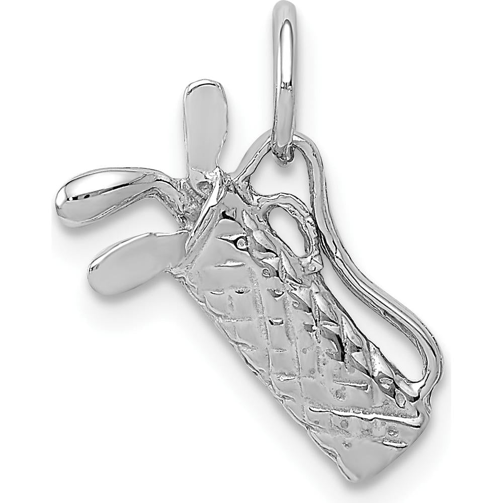 14K White Gold Polished 3D Golf Bag with Clubs Charm Pendant by Oro Pregiato