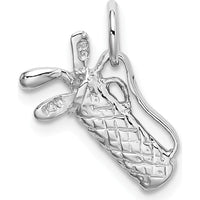 14K White Gold Polished 3D Golf Bag with Clubs Charm Pendant by Oro Pregiato