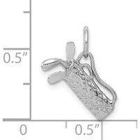 14K White Gold Polished 3D Golf Bag with Clubs Charm Pendant by Oro Pregiato
