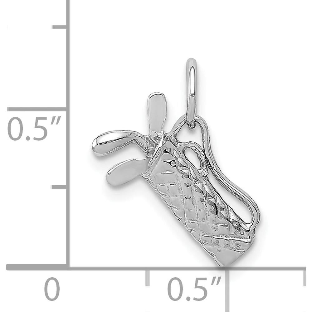 14K White Gold Polished 3D Golf Bag with Clubs Charm Pendant by Oro Pregiato