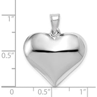 14K White Gold Polished 3D Puffed Heart Pendant with Rhodium Plating by Oro Pregiato