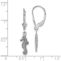 14K White Gold Polished 3D Seahorse Leverback Earrings by 0